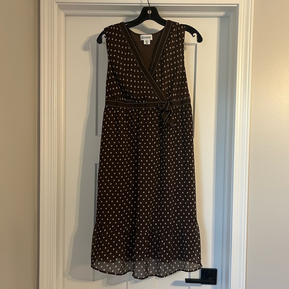 Brown polka dot motherhood maternity dress size L